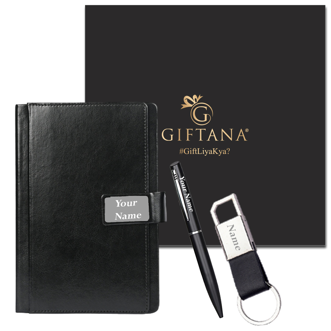 Leather Magnet Organizer Diary Pen Keychain Corporate Gift Set